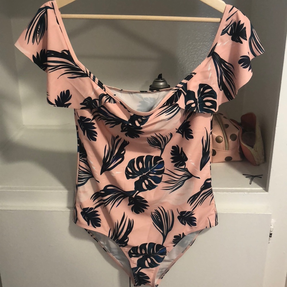 Palm Printed One Piece Swim Suit!